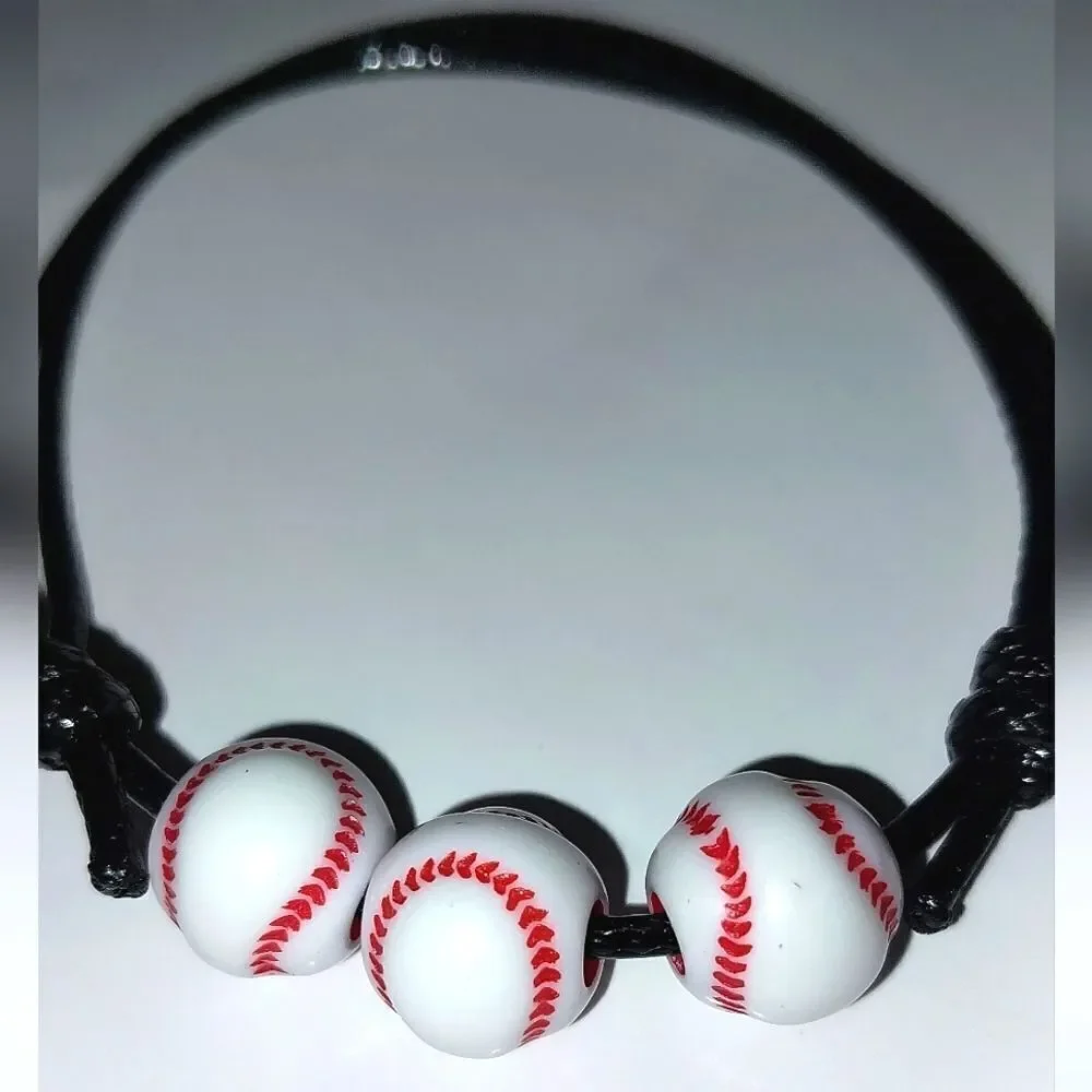 Unisex kids baseball adjustable charm bracelet